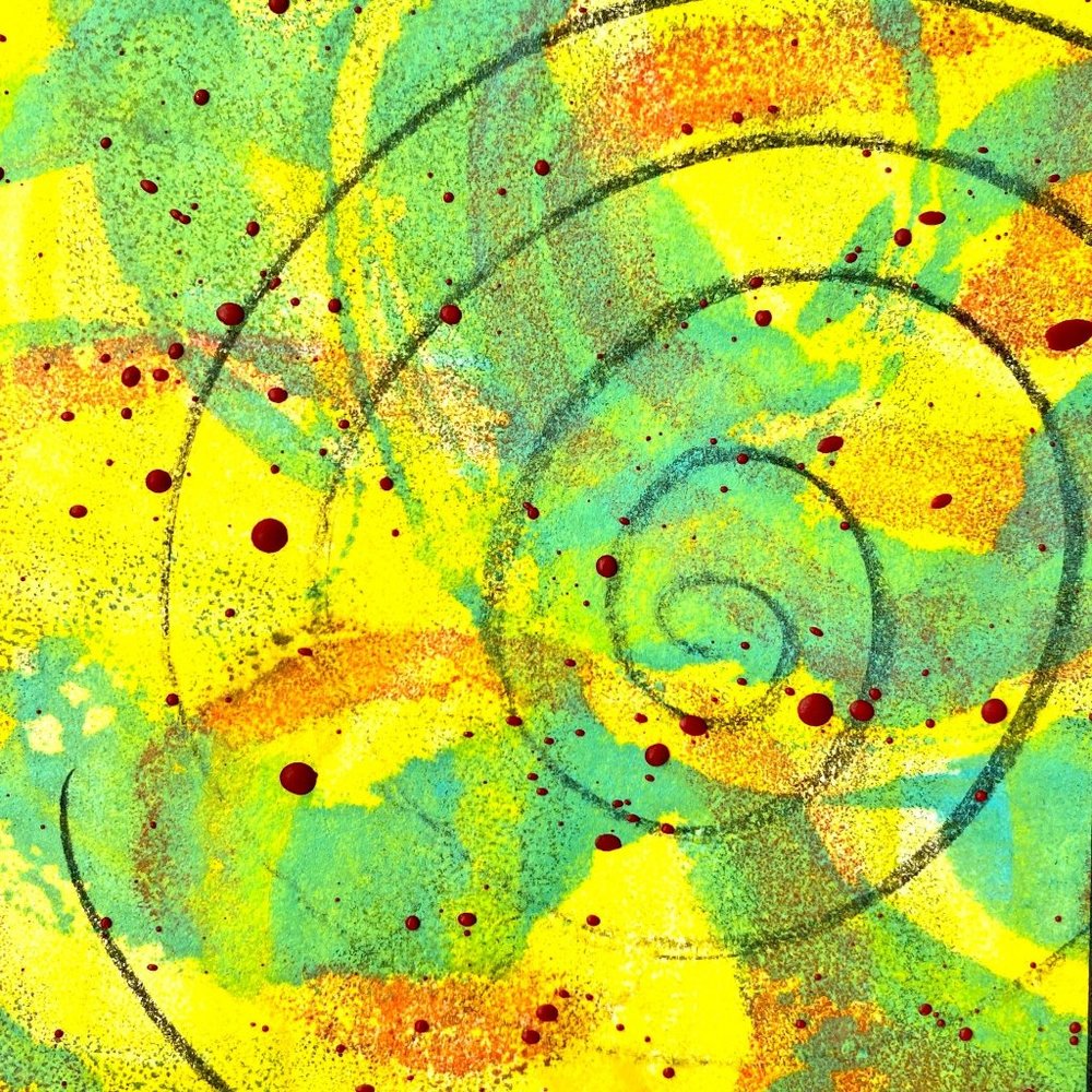 Original Art ‘Trippin’ Encaustic Wax Painting Matted 11"x14" Frame Ready